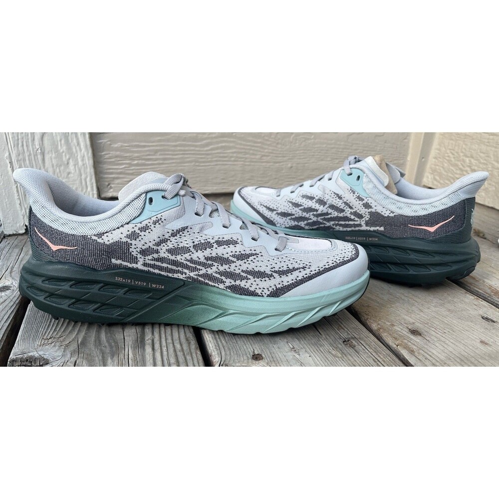 New! Hoka One One Speedgoat 5 Women’s 10B Trail Running Shoes Harbor Mist/Spruce - Picture 8 of 13